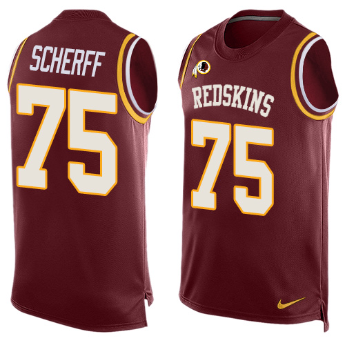 Men's Limited Brandon Scherff Nike Jersey Red - #75 Player Name & Number Tank Top NFL Washington Redskins